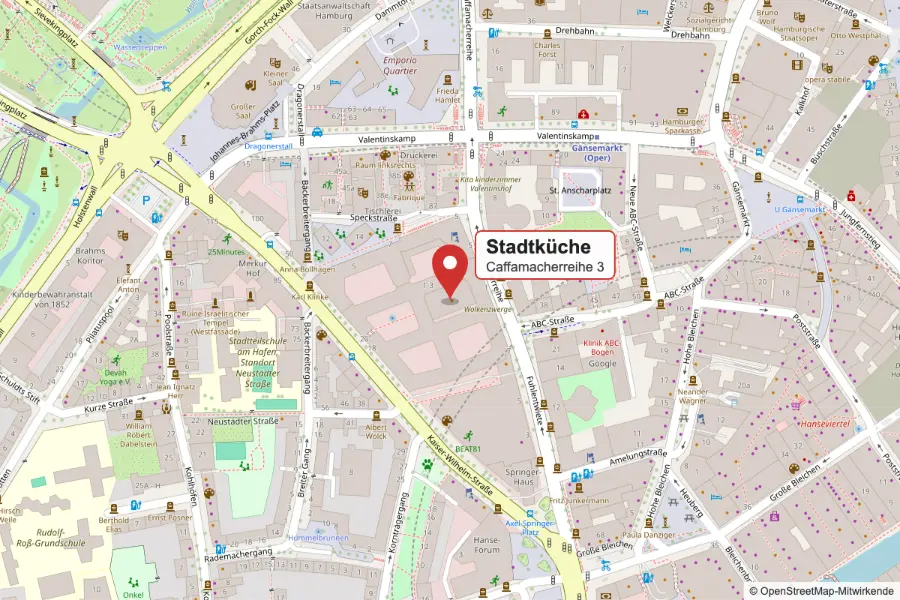 Lageplan: Stadtküche Hamburg, Caffamacherreihe 3, nahe Gänsemarkt